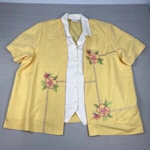 Alfred Dunner 3/4‎ Sleeve Twofer Layered Embroidered Blouse Top Size 22W